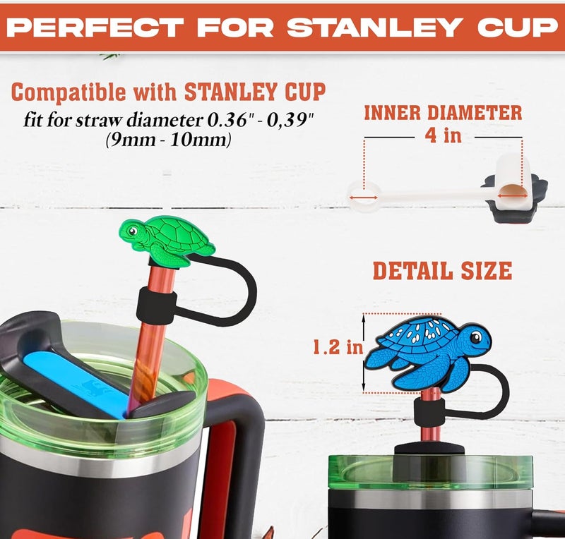 TSIMPLE Turtle Straw Topper, 10mm (0.4in) Cute Turtles Straw Topper, Covers for Stanley Cup - Turtle Accessories, Decor, Stuff, Things, Birthday Decoration, Gifts for Lovers, Women, Kids, Girls - Image 2